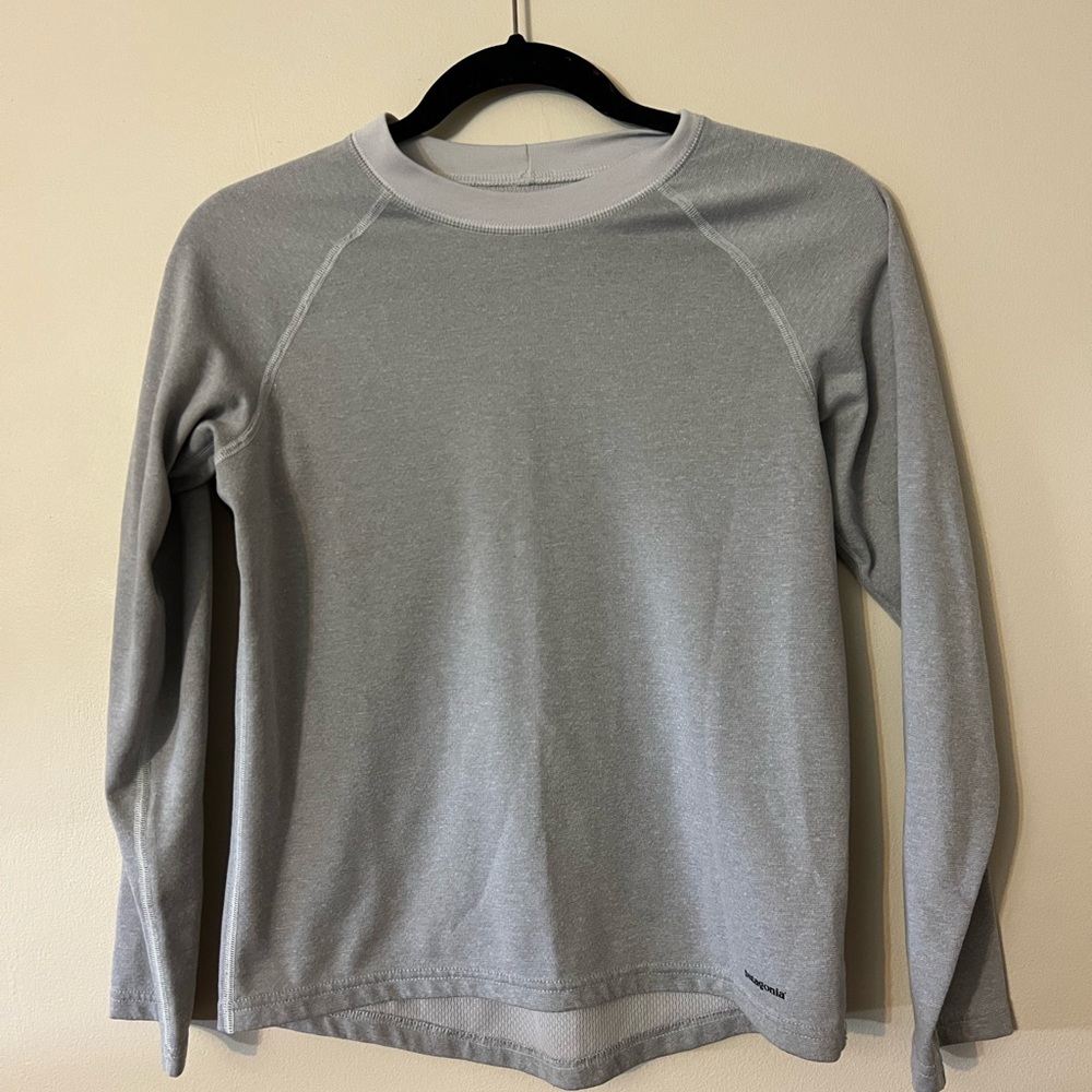 Patagonia Midweight Capilene Baselayer Boys Extra Large 14 Gray Crew Long Sleeve